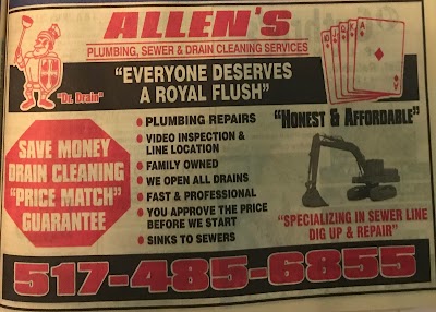 Plumber in Lansing MI Allen's Plumbing Sewer and Drain Cleaning Services